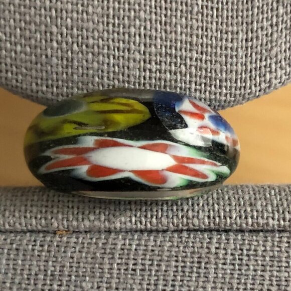 Vintage Estate 70s Lucite Abstract Millefiori Dome Chunky Fairy Boho Disco Ring - Picture 1 of 5